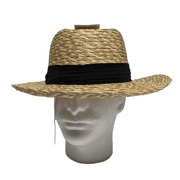 Panama Hat 3-inch Brim Wide Pleated Hatband Black Sweatband with Clip **NEW** - Picture 1 of 10